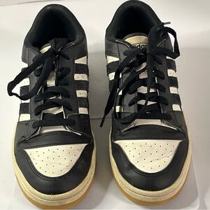 adidas Black and White Low-Top Sneakers with Gum Sole
